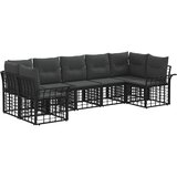  Set vanjskih sofa s jastukom 7 pcs Crna i tamno siva Poliester | Eponuda.com
