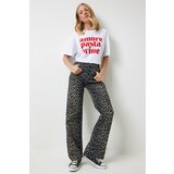  Women's Black Brown Leopard Patterned Straight Jeans | Shoptok.si