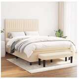 vidaXL Box spring postelja z vzmetnico krem 140x190 cm blago | Shoptok.si