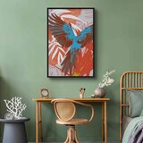  Slika - Exotic Wings - Parrot Among Abstract Leaf Patterns 80x120 U crnom drvenom okviru | shoptok.hr
