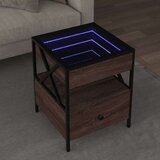 vidaXL Klubska mizica z neskončnimi LED rjavi hrast 40x40x51 cm | Shoptok.si