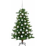  Umjetno božićno drvce s kuglicama 120 cm 150 LED lampica - 120 cm s LED žaruljama i bijelim kuglicama | shoptok.hr