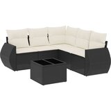  6-dijelni set vrtnih sofa s jastucima crni od poliratana | shoptok.hr
