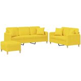  3-dijelni set sofa s jastucima svjetložuti od tkanine | shoptok.hr