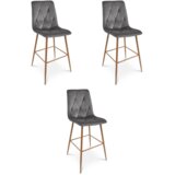 Libra stolica - tamnosivi baršun / noge od hrasta x 3 | shoptok.hr