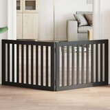 vidaXL Vrata za pse zložljiva 2 panela črna 160 cm topolovina | Shoptok.si