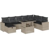 Maison Chic Seti vrtnega pohištva - Vrtna garnitura - Vrtni pohištvo set 9-delna z blazinami sv. siv poli ratan, (21797122) | Shoptok.si