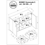 Boxxx komoda, bela, hrast sonoma | Shoptok.si