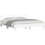 vidaXL Posteljni okvir z vzglavjem bel 160x200 cm inženirski les | Shoptok.si
