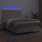 Krevet box spring madrac LED cappuccino 140x190cm umjetna koža | Eponuda.ba