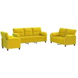  Set sofe 3 pcs Žuta Baršun - Žuta 1-sjedalo + 2-sjedalo (140 cm) + 3-sjedalo | shoptok.hr