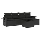 vidaXL Vrtna sedežna garnitura 6-delna z blazinami črna poli ratan, (21056151) | Shoptok.si