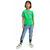 Desigual Otroška bombažna kratka majica zelena barva