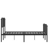  Metalni okvir kreveta s uzglavljem i podnožjem crni 135x190 cm | shoptok.hr