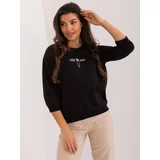 Fashion Hunters Women's Black Casual Blouse with Round Neckline