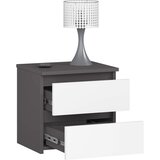 AKORD Cl2 Nočna Omarica, 2 Predala, Grafitno Siva/Bela, (5000332028) | Shoptok.si