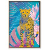  Slika - Exotic Leopard - Colorful Portrait of a Cheetah Against Tropical Leaves 60x90 U prirodnom drvenom okviru | shoptok.hr