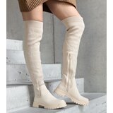 Gemre Beige fabric boots with matte finish Scarlett | shoptok.hr