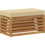  Vanjska stolica klupa s jastukom Prirodna 80 x 43 x 37 cm - Prirodno i bež 80 cm Zatvoren prostor za noge | shoptok.hr