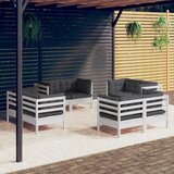  8-dijelna vrtna garnitura od borovine s antracit jastucima | shoptok.hr