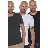 Dewberry TRIPLE SET T8569 BICYCLE COLLAR MEN'S T-SHIRT-ANTHRACITE-WHITE-NAVY BLUE | Shoptok.si