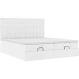 vidaXL Otomanski posteljni okvir z vzmetnicami bel 180x200cm um. usnje, (21610500) | Shoptok.si