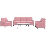  3-dijelni set sofa s jastucima ružičasti baršunasti | shoptok.hr