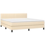  Krevet box spring s madracem LED krem 180x200 cm od tkanine | shoptok.hr