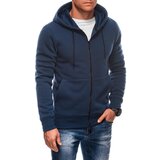 Edoti BASIC men's unzipped sweatshirt with hood - navy blue