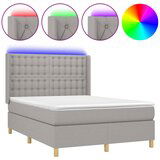 vidaXL box spring postelja z vzmetnico led sv. siva 140x200 cm blago, (20723778) | Shoptok.si
