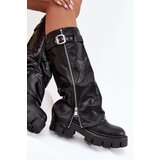 Boto Insulated boots with turned collar buckle and silver zipper Black Armena | shoptok.hr