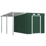 vidaXL Vrtna lopa z nadstreškom zelena 335x278x184 cm jeklo Cene