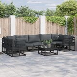 vidaXL Vrtna sedežna garnitura 7 pcs Črna Aluminij | Shoptok.si