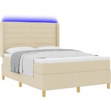  Krevet s opruga kutije s LED trakama Krema 140 x 200 cm tkanina | shoptok.hr