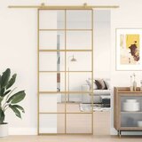 vidaXL Drsna vrata zlata 90x205 cm prozorno ESG steklo in aluminij | Shoptok.si