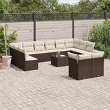  13-dijelni set vrtnih sofa s jastucima smeđi od poliratana | shoptok.hr