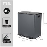 Spirella Temno siv jeklen koš za smeti za ločevanje odpadkov s pedalom 2x20 l Aliya – | Shoptok.si