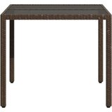  Vrtni stol sa staklenom pločom smeđi 90x90x75 cm od poliratana | shoptok.hr