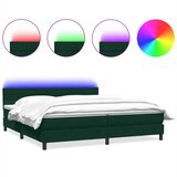 Box Spring krevet s madracem i LED tamno zeleni 180x220 cm baršun | shoptok.hr