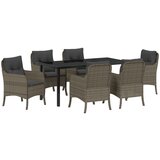 vidaXL set od 7 vrtnih stolica s jastučićima siva poli rattan Cijene