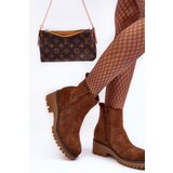 Boto Suede Ankle Boots with Flat Heel and Fleece Lining Brown Neafgi | ePonuda.com