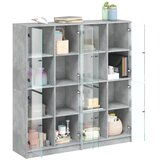  Regal za knjige s vratima boja betona 136x37x142 cm drveni | shoptok.hr