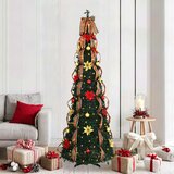 vidaXL Umestno božično drevo med 200 LED z stojalom Zelena 210 cm PVC Cene