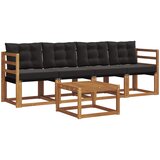  Set vanjskih sofa s jastukom 5 pcs Prirodna i crna | shoptok.hr