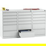 eurokraft basic Predalnik, jeklen, VxŠxG 900 x 1500 x 500 mm, 18 predalov, barva predalov svetlo siva | Shoptok.si