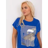 Fashion Hunters Cobalt Blue Women's Cotton Blouse Plus Size