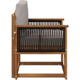  Srednja sofa za van Čvrsto drvo akacije Prirodna - Prirodna i svjetlosiva Crno užad | shoptok.hr