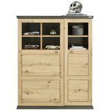 Hom`in visoka komoda, barve hrasta, temno siva | Shoptok.si