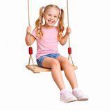  Dječja drvena ljuljačka GINGER HOME za dvorište s užadima – prirodno drvo, 33 cm | shoptok.hr
