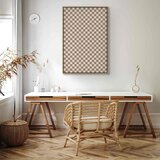  Slika - Checkerboard Pattern - Brown-White Grid with a Subtle Noise 40x60 U prirodnom drvenom okviru | shoptok.hr